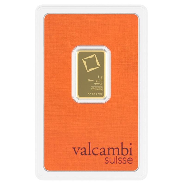 Valcambi Suisse 5 gram Fine Gold Bar